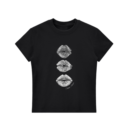 “Kisses” Hiddn Archive Black Baby Tee