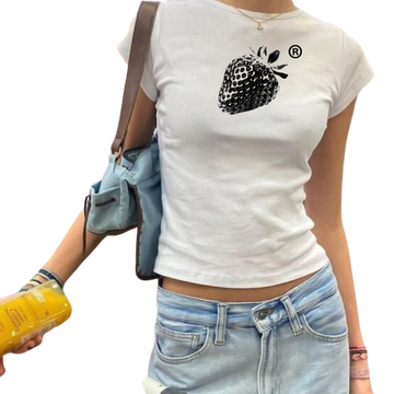 Blackout strawberry Baby Tee
