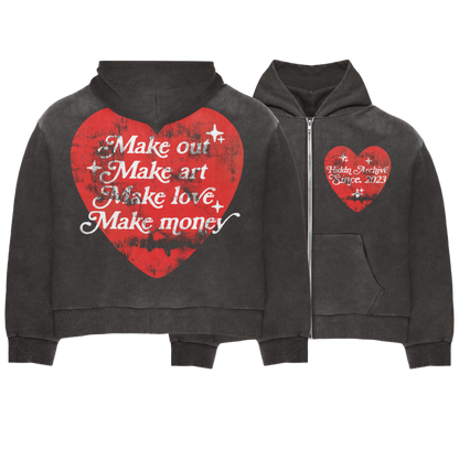 Vintage “Love Sick” Zip Up Unisex Hoodie