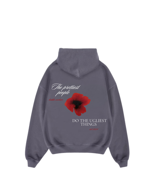 “Rose” Grey Fade Heavy weight Hoodie
