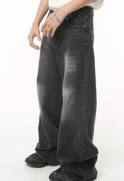 hiddn black baggy washed jeans